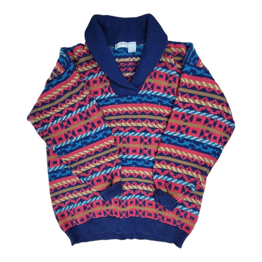 Men’s Vintage Jumper Zany Cosby Navajo Retro Small Aztec Southwestern Size L